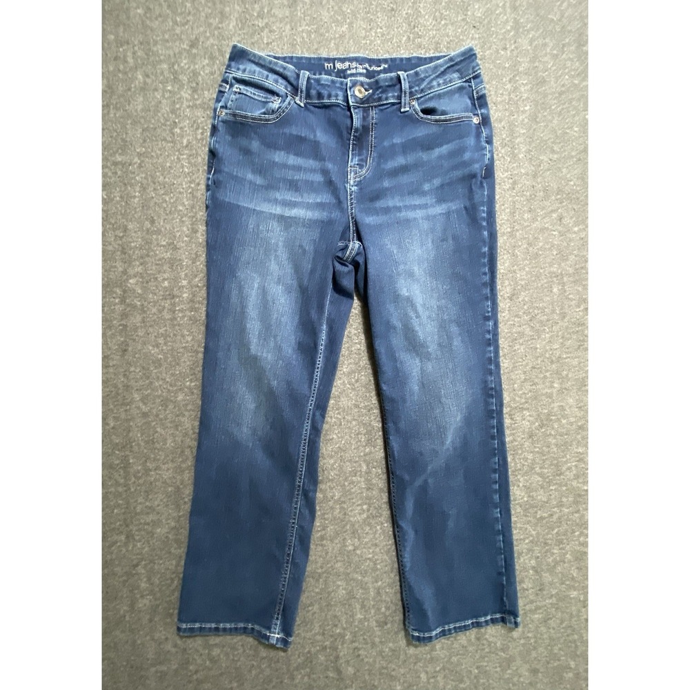 Maurices Jeans Short Womens Straight Mid Rise Medium Wash Blue Denim Size 14